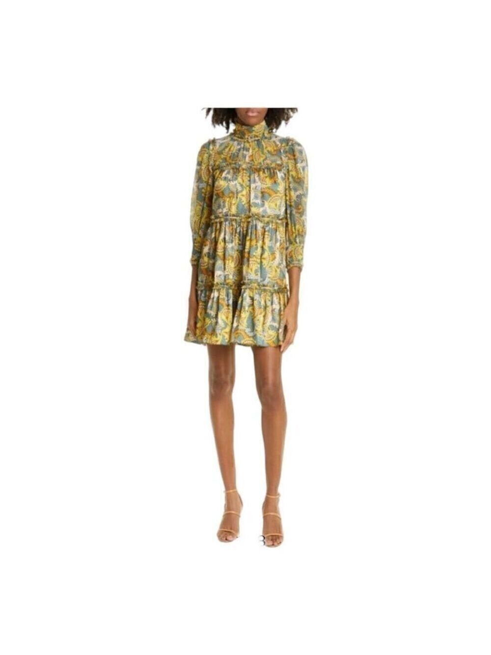 Cinq a Sept Brady Paisley Ruffle Tiered Babydoll Dress Size 6